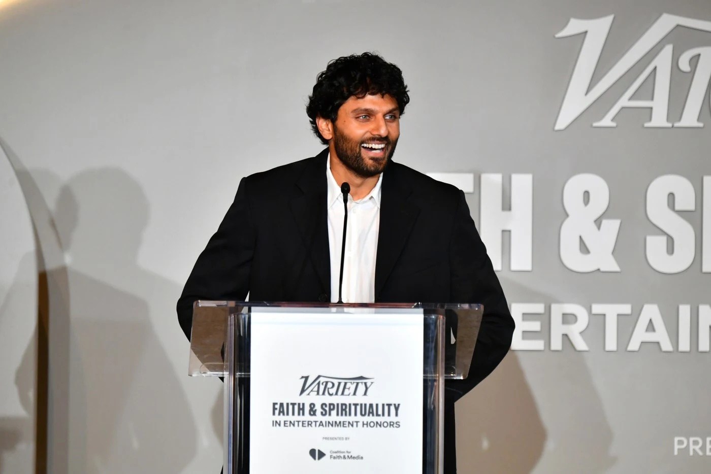 Jay Shetty speaking at Variety’s 2025 Faith & Spirituality in Entertainment Honors.